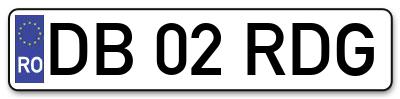 Placuta inmatriculare numar auto  DB-02-RDG, DB 02 RDG, DB02RDG