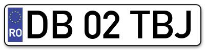 Placuta inmatriculare numar auto  DB-02-TBJ, DB 02 TBJ, DB02TBJ