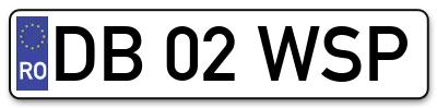 Placuta inmatriculare numar auto  DB-02-WSP, DB 02 WSP, DB02WSP