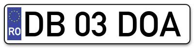 Placuta inmatriculare numar auto  DB-03-DOA, DB 03 DOA, DB03DOA
