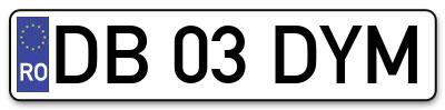 Placuta inmatriculare numar auto  DB-03-DYM, DB 03 DYM, DB03DYM