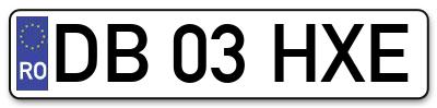 Placuta inmatriculare numar auto  DB-03-HXE, DB 03 HXE, DB03HXE