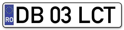 Placuta inmatriculare numar auto  DB-03-LCT, DB 03 LCT, DB03LCT