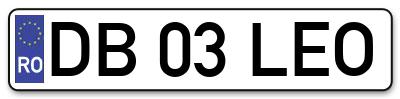 Placuta inmatriculare numar auto  DB-03-LEO, DB 03 LEO, DB03LEO