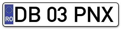 Placuta inmatriculare numar auto  DB-03-PNX, DB 03 PNX, DB03PNX