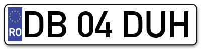 Placuta inmatriculare numar auto  DB-04-DUH, DB 04 DUH, DB04DUH