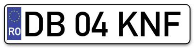 Placuta inmatriculare numar auto  DB-04-KNF, DB 04 KNF, DB04KNF