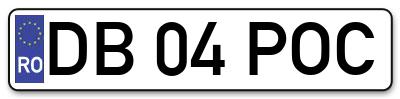 Placuta inmatriculare numar auto  DB-04-POC, DB 04 POC, DB04POC