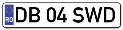 Placuta inmatriculare numar auto  DB-04-SWD, DB 04 SWD, DB04SWD