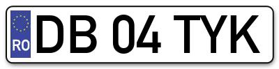 Placuta inmatriculare numar auto  DB-04-TYK, DB 04 TYK, DB04TYK