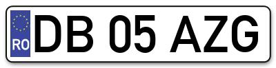 Placuta inmatriculare numar auto  DB-05-AZG, DB 05 AZG, DB05AZG