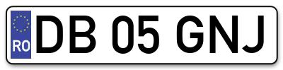 Placuta inmatriculare numar auto  DB-05-GNJ, DB 05 GNJ, DB05GNJ