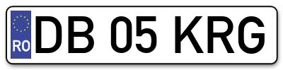 Placuta inmatriculare numar auto  DB-05-KRG, DB 05 KRG, DB05KRG