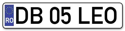 Placuta inmatriculare numar auto  DB-05-LEO, DB 05 LEO, DB05LEO