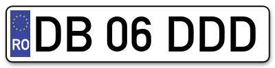 Placuta inmatriculare numar auto  DB-06-DDD, DB 06 DDD, DB06DDD