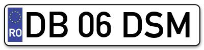 Placuta inmatriculare numar auto  DB-06-DSM, DB 06 DSM, DB06DSM
