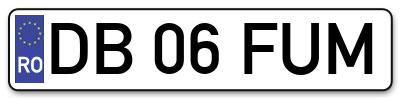 Placuta inmatriculare numar auto  DB-06-FUM, DB 06 FUM, DB06FUM