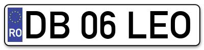Placuta inmatriculare numar auto  DB-06-LEO, DB 06 LEO, DB06LEO
