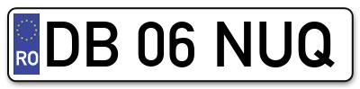 Placuta inmatriculare numar auto  DB-06-NUQ, DB 06 NUQ, DB06NUQ