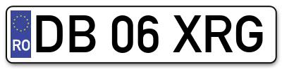 Placuta inmatriculare numar auto  DB-06-XRG, DB 06 XRG, DB06XRG