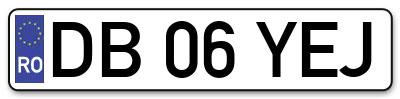 Placuta inmatriculare numar auto  DB-06-YEJ, DB 06 YEJ, DB06YEJ