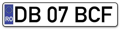 Placuta inmatriculare numar auto  DB-07-BCF, DB 07 BCF, DB07BCF