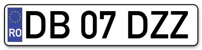Placuta inmatriculare numar auto  DB-07-DZZ, DB 07 DZZ, DB07DZZ