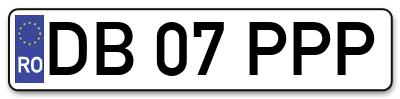 Placuta inmatriculare numar auto  DB-07-PPP, DB 07 PPP, DB07PPP