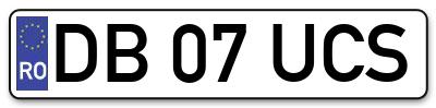 Placuta inmatriculare numar auto  DB-07-UCS, DB 07 UCS, DB07UCS