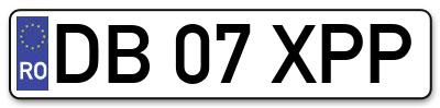 Placuta inmatriculare numar auto  DB-07-XPP, DB 07 XPP, DB07XPP