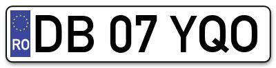 Placuta inmatriculare numar auto  DB-07-YQO, DB 07 YQO, DB07YQO