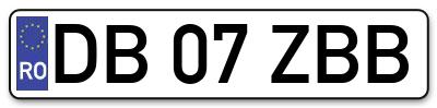Placuta inmatriculare numar auto  DB-07-ZBB, DB 07 ZBB, DB07ZBB