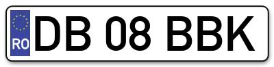 Placuta inmatriculare numar auto  DB-08-BBK, DB 08 BBK, DB08BBK