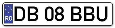 Placuta inmatriculare numar auto  DB-08-BBU, DB 08 BBU, DB08BBU