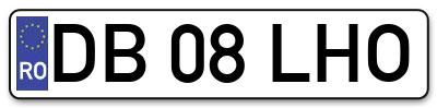 Placuta inmatriculare numar auto  DB-08-LHO, DB 08 LHO, DB08LHO