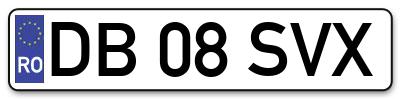 Placuta inmatriculare numar auto  DB-08-SVX, DB 08 SVX, DB08SVX