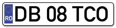 Placuta inmatriculare numar auto  DB-08-TCO, DB 08 TCO, DB08TCO