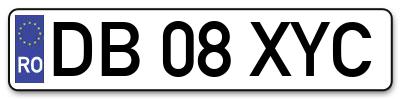 Placuta inmatriculare numar auto  DB-08-XYC, DB 08 XYC, DB08XYC