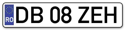 Placuta inmatriculare numar auto  DB-08-ZEH, DB 08 ZEH, DB08ZEH