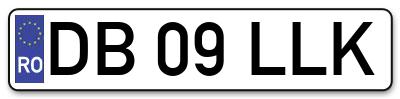 Placuta inmatriculare numar auto  DB-09-LLK, DB 09 LLK, DB09LLK