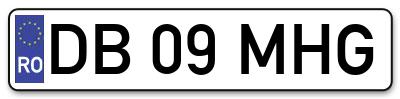 Placuta inmatriculare numar auto  DB-09-MHG, DB 09 MHG, DB09MHG