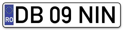 Placuta inmatriculare numar auto  DB-09-NIN, DB 09 NIN, DB09NIN