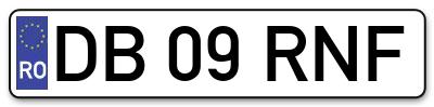 Placuta inmatriculare numar auto  DB-09-RNF, DB 09 RNF, DB09RNF