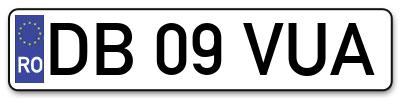 Placuta inmatriculare numar auto  DB-09-VUA, DB 09 VUA, DB09VUA