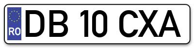 Placuta inmatriculare numar auto  DB-10-CXA, DB 10 CXA, DB10CXA