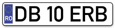 Placuta inmatriculare numar auto  DB-10-ERB, DB 10 ERB, DB10ERB