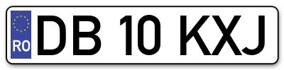 Placuta inmatriculare numar auto  DB-10-KXJ, DB 10 KXJ, DB10KXJ