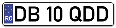 Placuta inmatriculare numar auto  DB-10-QDD, DB 10 QDD, DB10QDD