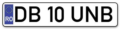 Placuta inmatriculare numar auto  DB-10-UNB, DB 10 UNB, DB10UNB