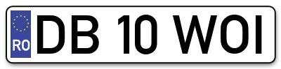 Placuta inmatriculare numar auto  DB-10-WOI, DB 10 WOI, DB10WOI